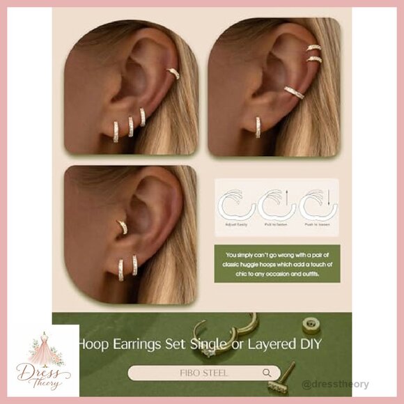 14K Gold Plated Dainty Hoop Earrings Set - 4 Pairs Hypoallergenic - Picture 4 of 8